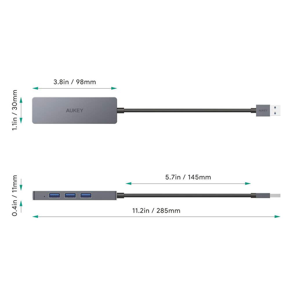 HUB CB-H3 USB-A aluminum | Ultra Slim | 4w1 | 4xUSB 3.0 | 5Gbps kaina ir informacija | Adapteriai, USB šakotuvai | pigu.lt