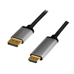 Адаптер Displayport to HDMI 4K/60Hz, alu, 2 м цена и информация | Кабели и провода | pigu.lt