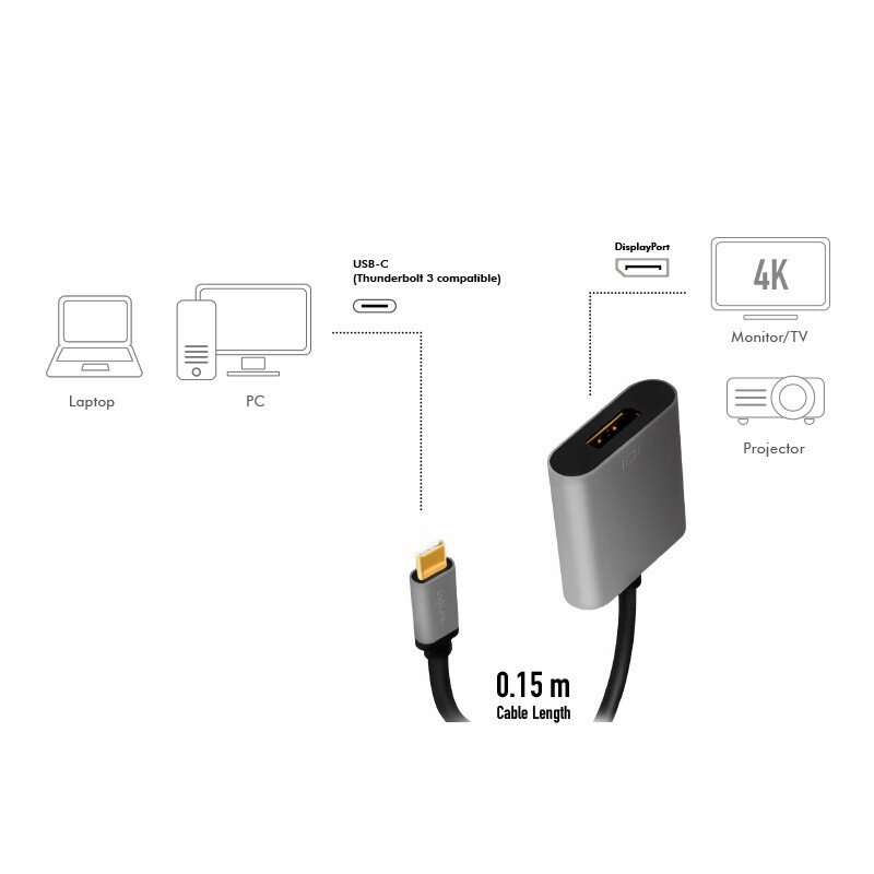 LogiLink USB-C į DP / F adapteris kaina ir informacija | Adapteriai, USB šakotuvai | pigu.lt