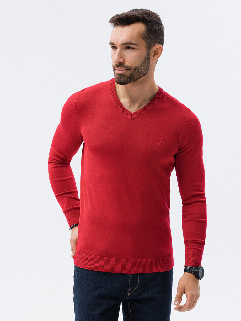 Vyriškas megztinis Ombre E191, raudonas kaina ir informacija | Megztiniai vyrams | pigu.lt