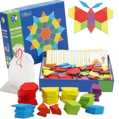 Medinė geometrinių formų dėlionė, 130 el. цена и информация | Развивающие игрушки | pigu.lt