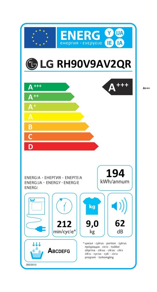 LG RH90V9AV2QR цена и информация | Džiovyklės | pigu.lt