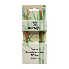 Бамбуковые круговые спицы Kartopu 80 см с металлическим тросом 4,00 мм цена и информация | Принадлежности для вязания | pigu.lt