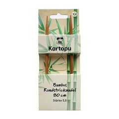 Бамбуковые круговые спицы Kartopu 80 см с металлическим тросом 5,00 мм цена и информация | Принадлежности для вязания | pigu.lt