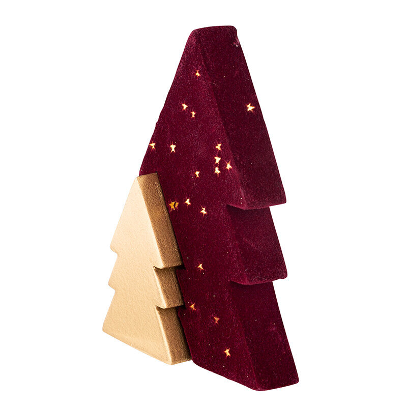 Medinė kalėdų eglutė su auksiniu blizgučiu, 13,5x9,5x2 cm kaina ir informacija | Kalėdinės dekoracijos | pigu.lt