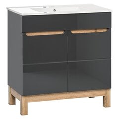 Напольный шкаф для ванной под умывальник Hakano Fargo, 80x45 см, серый/коричневый цена и информация | Шкафчики для ванной | pigu.lt