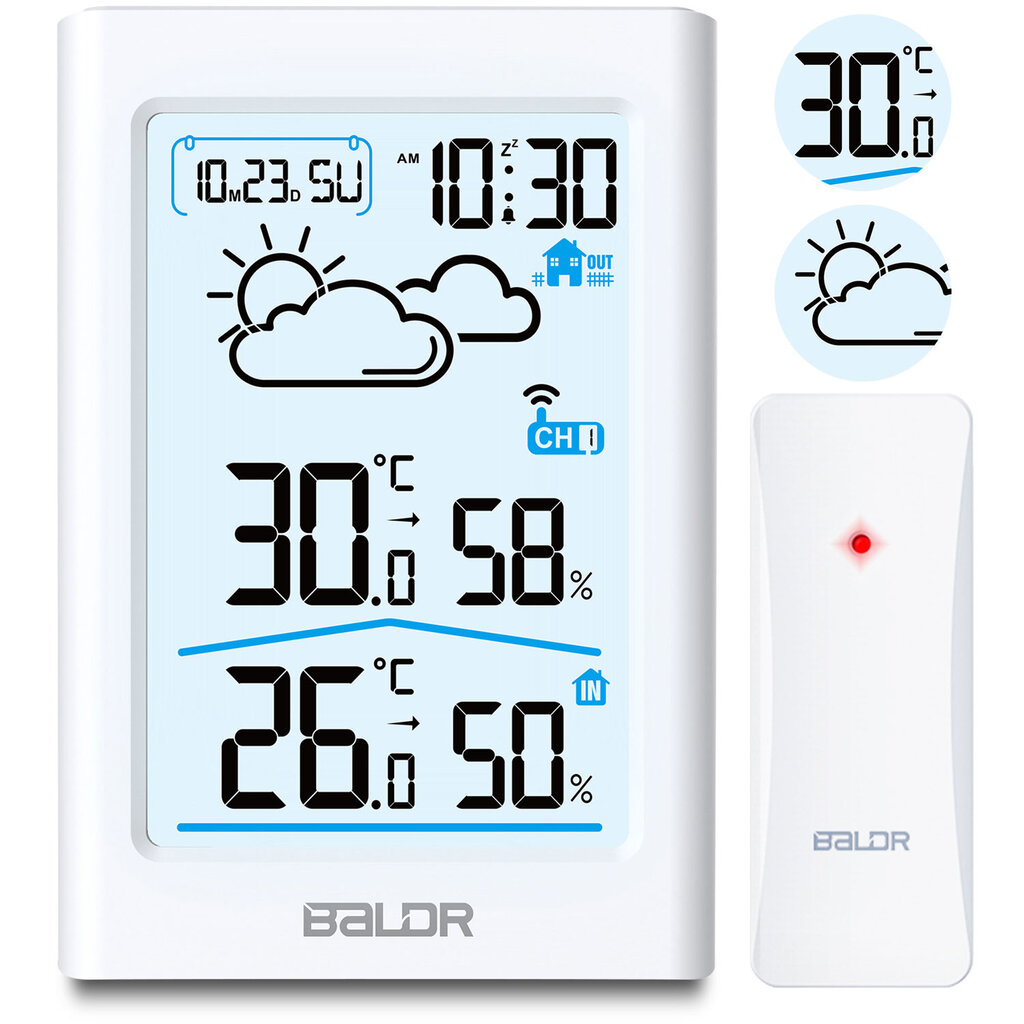 Meteorologinė stotis su ekranu BD-911 balta kaina ir informacija | Meteorologinės stotelės, termometrai | pigu.lt