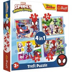 Dėlionė su Žmogumi voru/Spiderman, Trefl, 4in1, 71 d. kaina ir informacija | Dėlionės (puzzle) | pigu.lt