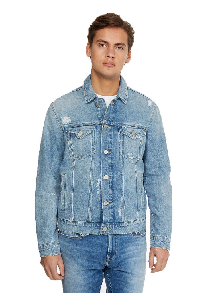 Vyriška džinsinė striukė Tommy Hilfiger RGLR TRCKR JCKT BF2011 LIGHT DENIM DM0DM12746 1AB 45489 цена и информация | Vyriškos striukės | pigu.lt