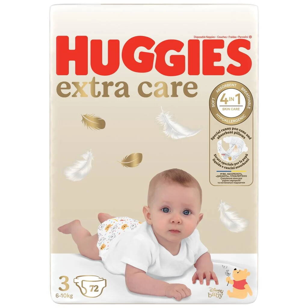 Sauskelnės HUGGIES Extra Care, 3 dydis, 6-10 kg, 72 vnt. цена и информация | Sauskelnės | pigu.lt