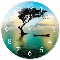 Стеклянные настенные часы - Дерево цена и информация | Часы | pigu.lt