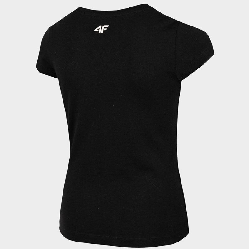 Marškinėliai mergaitėms 4F Jr HJL22-JTSD005 20S, juodi kaina ir informacija | Marškinėliai mergaitėms | pigu.lt