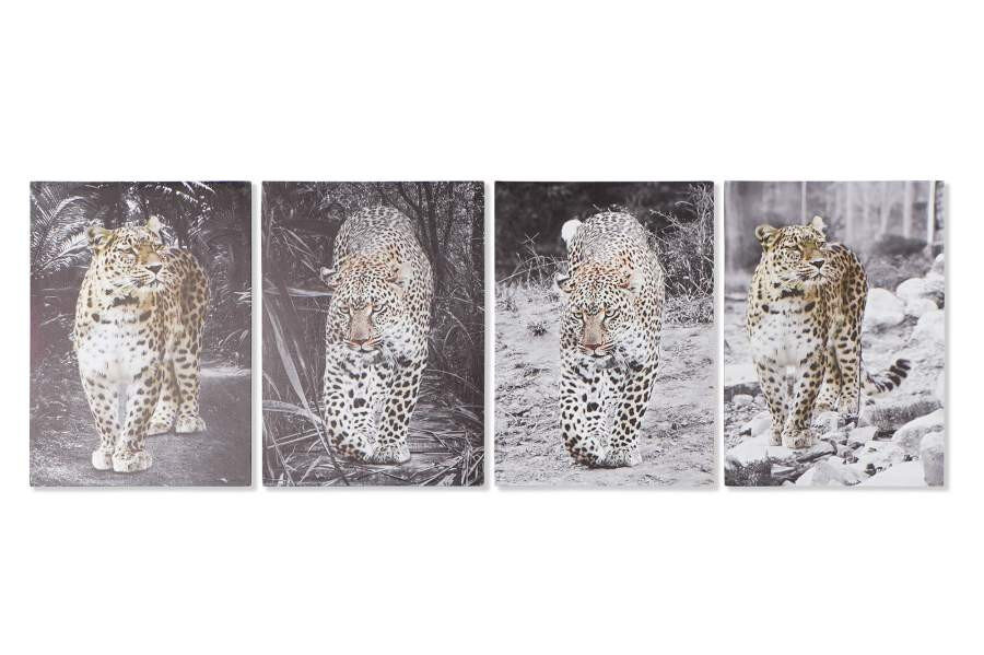 Paveikslas DKD Home Decor Leopardas (50 x 1.8 x 70 cm) (4 pcs) цена и информация | Reprodukcijos, paveikslai | pigu.lt