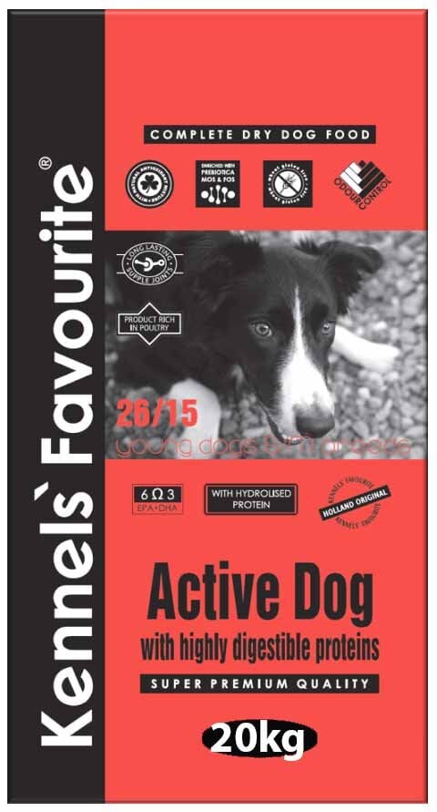 Active Dog 20kg - Kennels Favourite Aukščiausios (super premium) kokybės visavertis pašaras visų veislių suaugusiems šunims kaina ir informacija | Sausas maistas šunims | pigu.lt