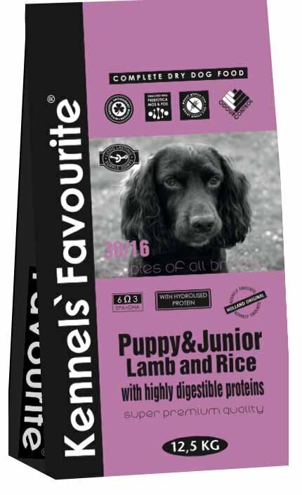 PUPPY&JUNIOR Lamb and Rice 12,5kg. Kennels Favourite.  Aukščiausios (super premium) kokybės visavertis pašaras visų veislių šuniukams su ėriena ir ryžiais kaina ir informacija | Sausas maistas šunims | pigu.lt