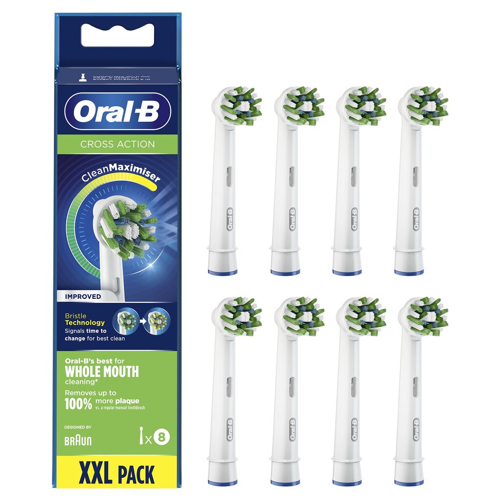 Oral-B CrossAction 80339341 8vnt kaina ir informacija | Elektrinių dantų šepetėlių antgaliai | pigu.lt