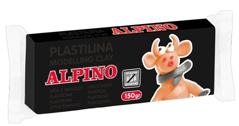 Plastilinas Alpino, 150g, juodas kaina ir informacija | Piešimo, tapybos, lipdymo reikmenys | pigu.lt