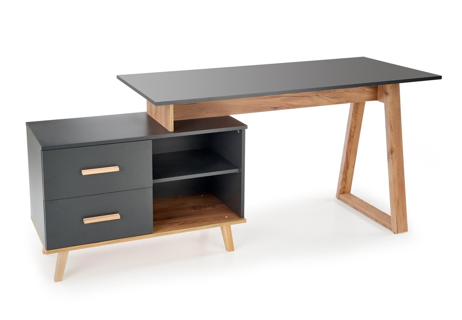 Rašomasis stalas Halmar Sergio XL, rudas/pilkas kaina ir informacija | Kompiuteriniai, rašomieji stalai | pigu.lt