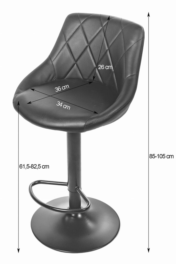 Baro-pusbario kėdė Kast, dirbtinė oda, juoda kaina ir informacija | Virtuvės ir valgomojo kėdės | pigu.lt