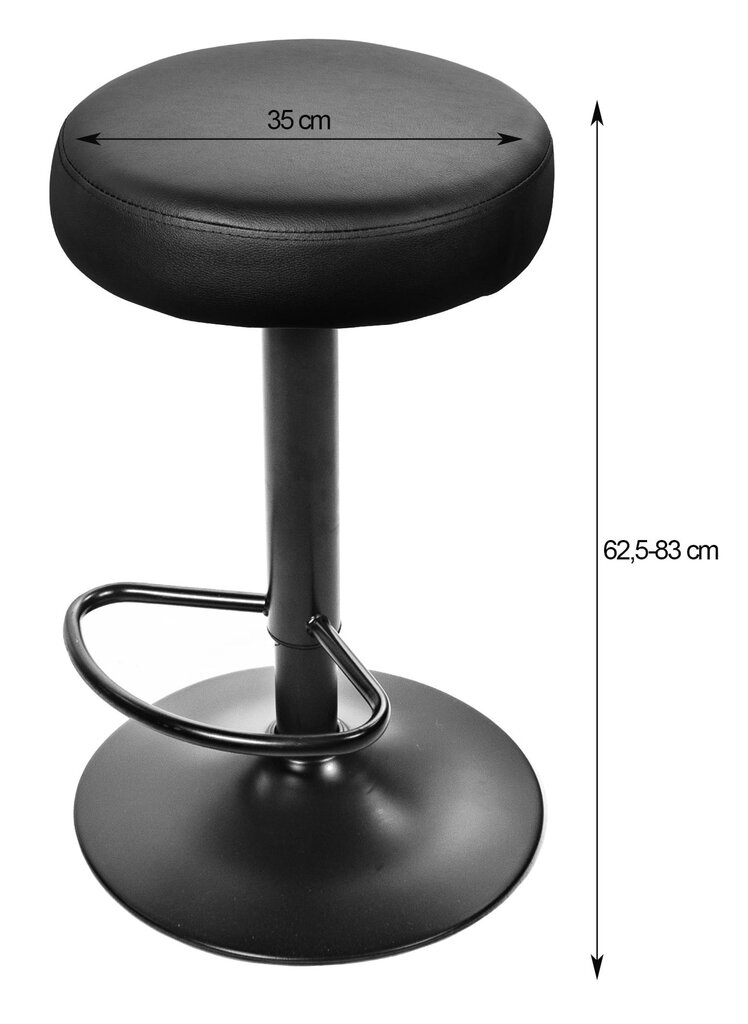 Baro-pusbario kėdė Rojst, dirbtinė oda, juoda kaina ir informacija | Virtuvės ir valgomojo kėdės | pigu.lt
