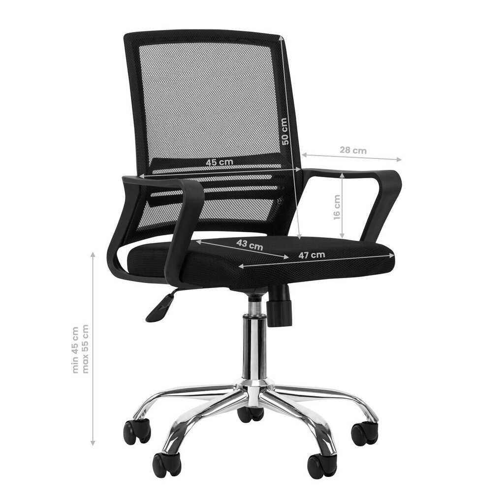 Registratūros, biuro kėdė QS-03, juodos spalvos kaina ir informacija | Baldai grožio salonams | pigu.lt