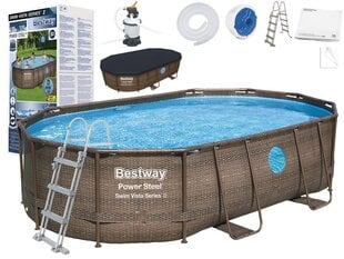 Бассейн Bestway "Power Steel Rattan", 488x 305x 107 см цена и информация | Бассейны | pigu.lt