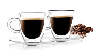 Vialli Design espresso puodelis dvigubo stiklo sienelėmis su lėkštute Amo, 50 ml, 2 vnt. kaina ir informacija | Taurės, puodeliai, ąsočiai | pigu.lt