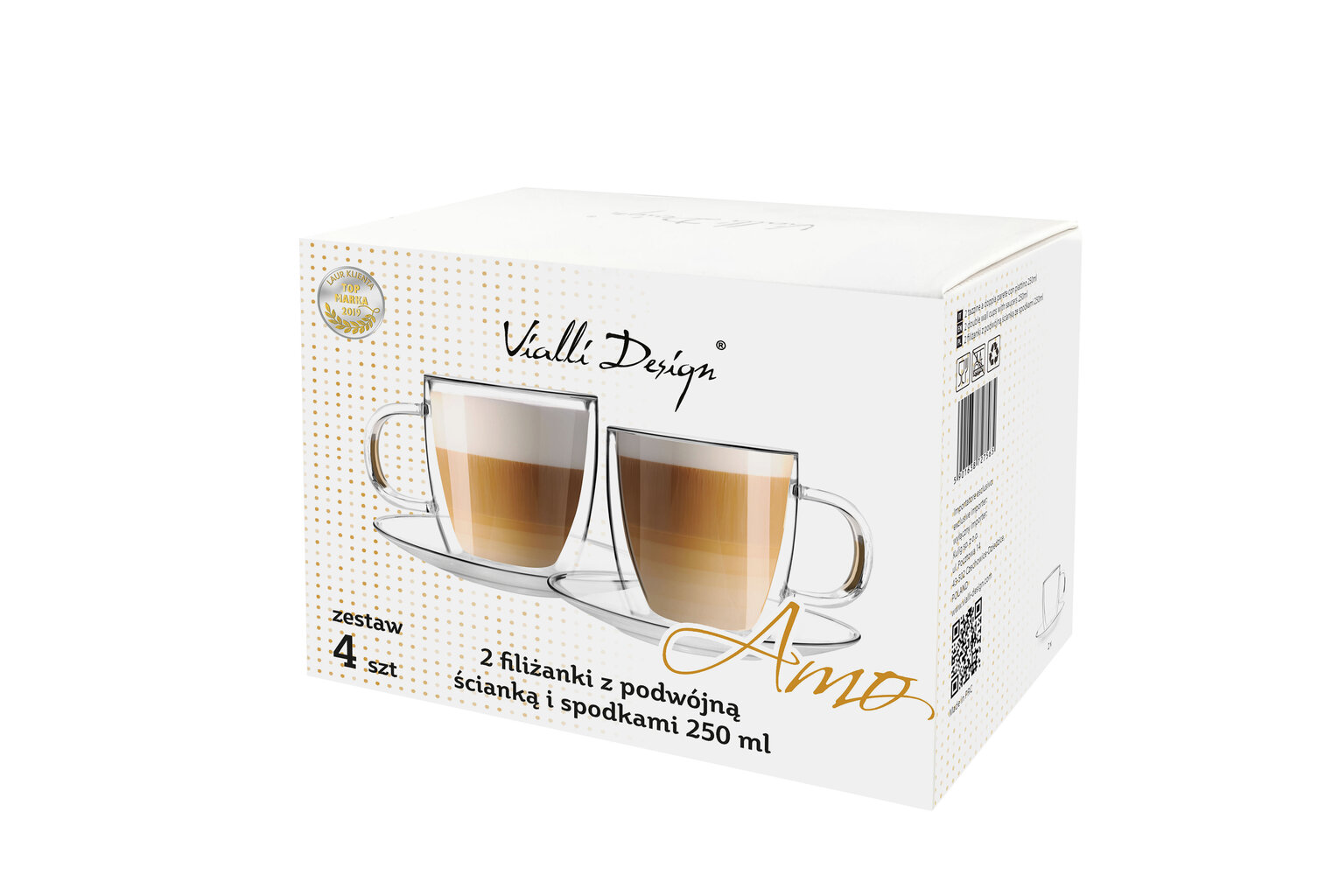Vialli Design puodelis dvigubo stiklo sienelėmis su lėkštute Amo, 250 ml, 2 vnt. kaina ir informacija | Taurės, puodeliai, ąsočiai | pigu.lt