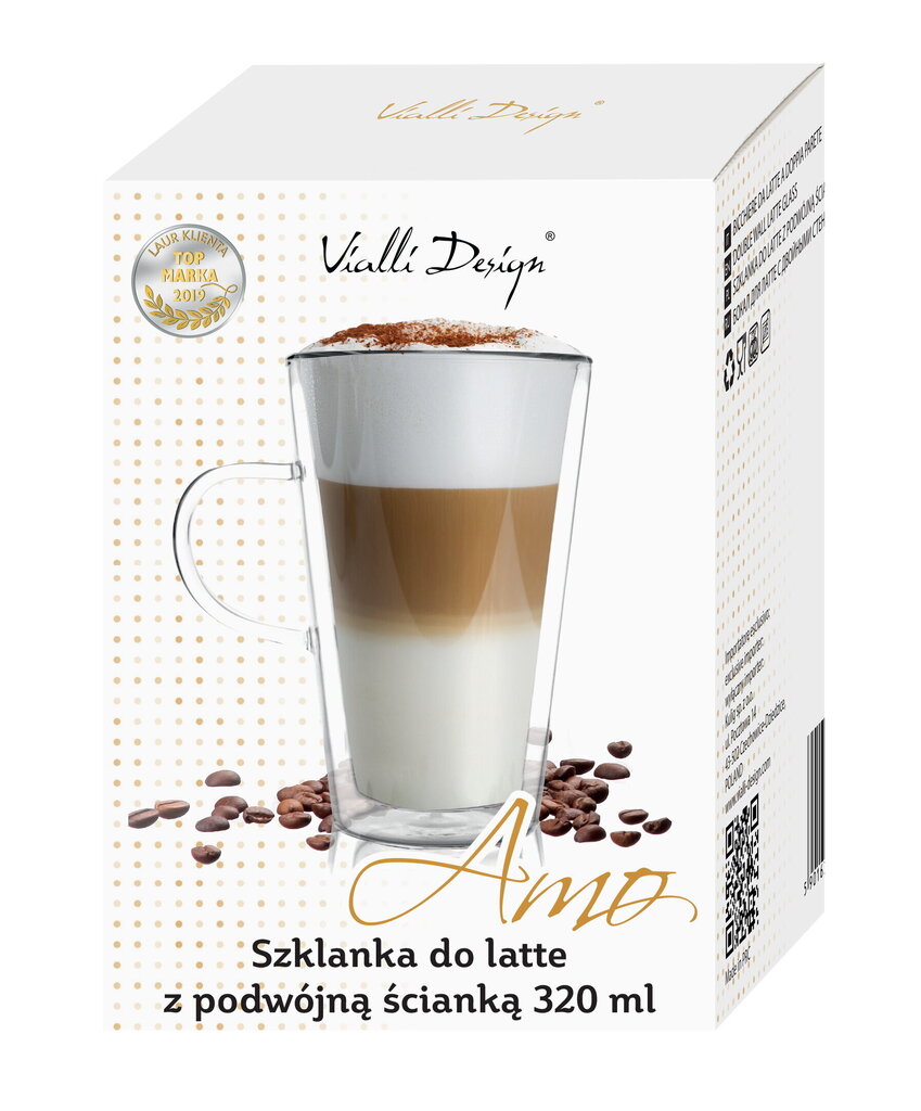 Vialli Design latte puodelis dvigubo stiklo sienelėmis Amo, 320 ml kaina ir informacija | Taurės, puodeliai, ąsočiai | pigu.lt