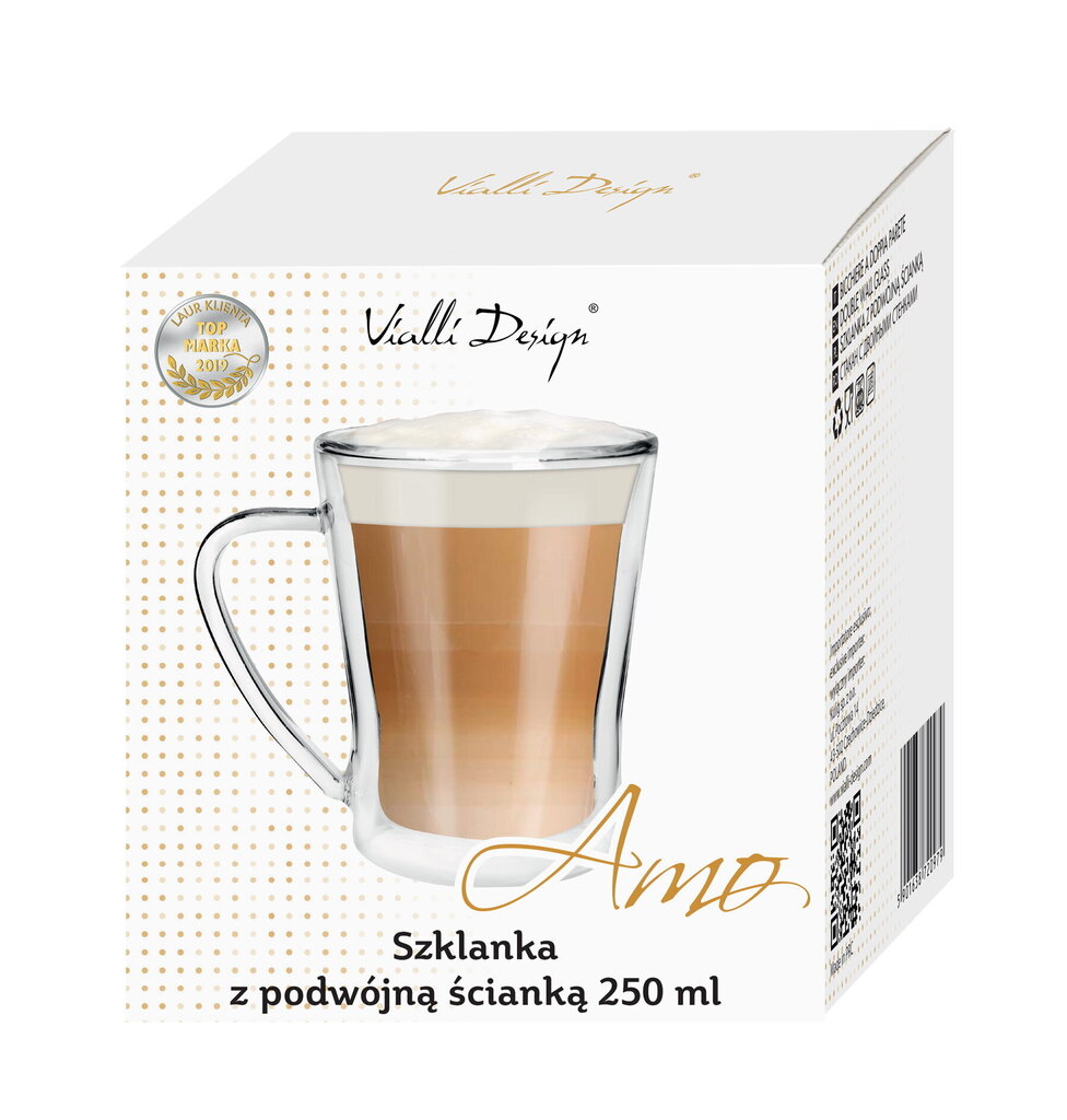 Vialli Design puodelis dvigubo stiklo sienelėmis Amo, 250 ml kaina ir informacija | Taurės, puodeliai, ąsočiai | pigu.lt