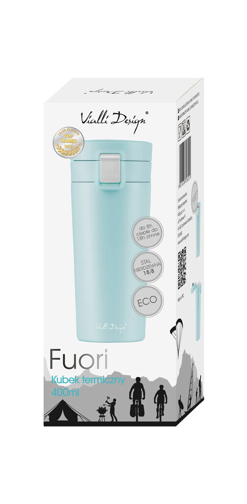 Vialli Design termo puodelis Fuori, 400 ml, mėtų spalvos цена и информация | Termosai, termopuodeliai | pigu.lt