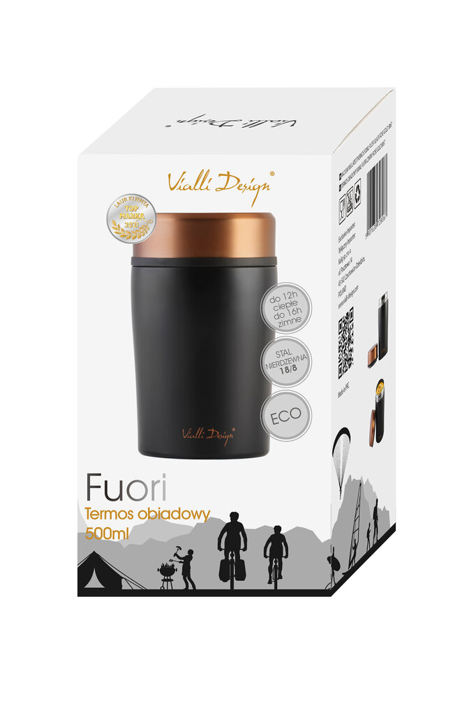 Vialli Design pietų termosas Fuori, 500 ml, juodas/auksinis kaina ir informacija | Termosai, termopuodeliai | pigu.lt