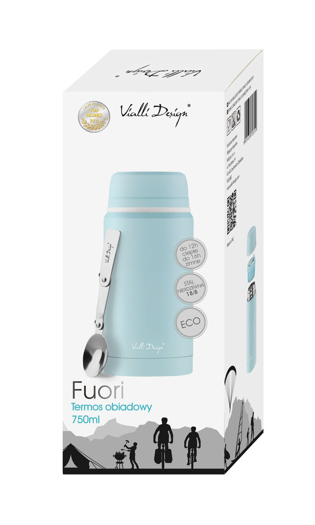 Vialli Design pietų termosas Fuori, 750 ml, mėtų spalvos kaina ir informacija | Termosai, termopuodeliai | pigu.lt