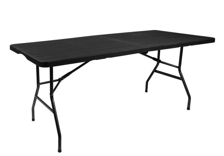 Sulankstomas sodo stalas, 180 cm, juodas kaina ir informacija | Lauko stalai, staliukai | pigu.lt