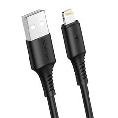 Kabelis Borofone Cable BX47 Coolway – USB prie Lightning – 2,4 A, 1 metras, juodas kaina ir informacija | Laidai telefonams | pigu.lt