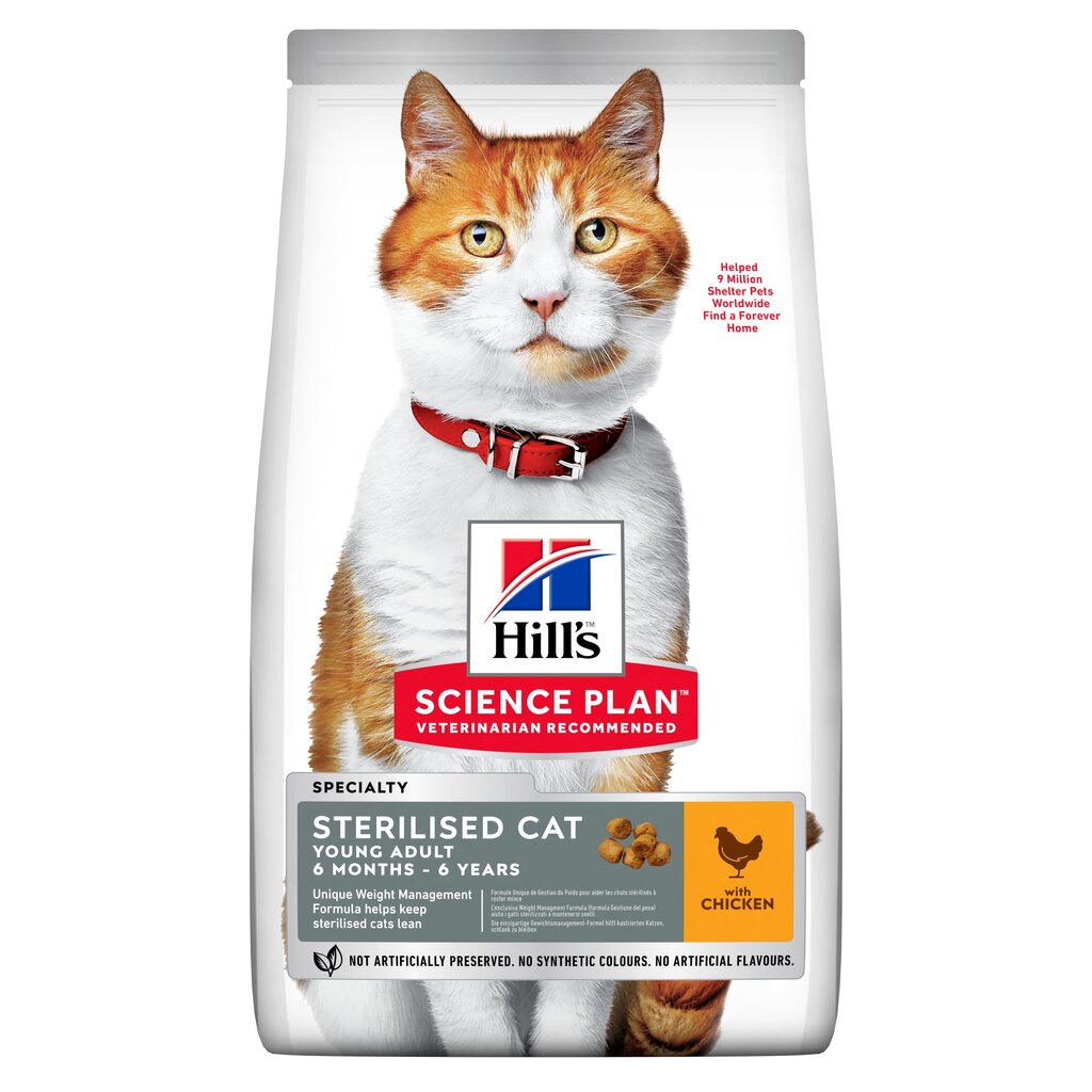 Hill's Science Plan Young Adult Sterilised Cat sausas ėdalas katėms su vištiena, 1.5 kg kaina ir informacija | Sausas maistas katėms | pigu.lt