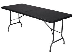 Складной стол Perel, 180 x 75 см, черный цена и информация | Садовые столы, столики | pigu.lt
