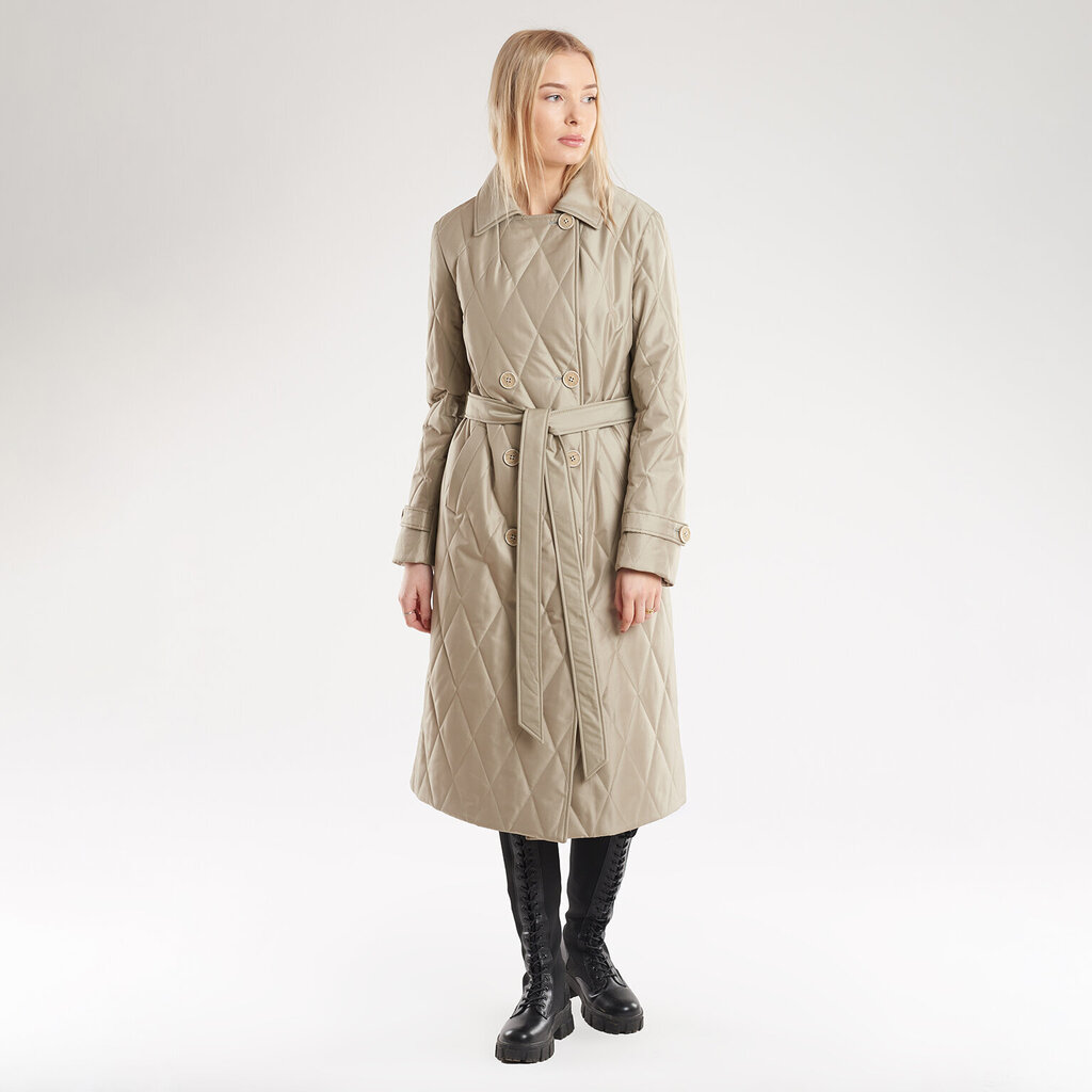 Dygsniuotas stilingas paltas moterims, žalias kaina ir informacija | Paltai moterims | pigu.lt