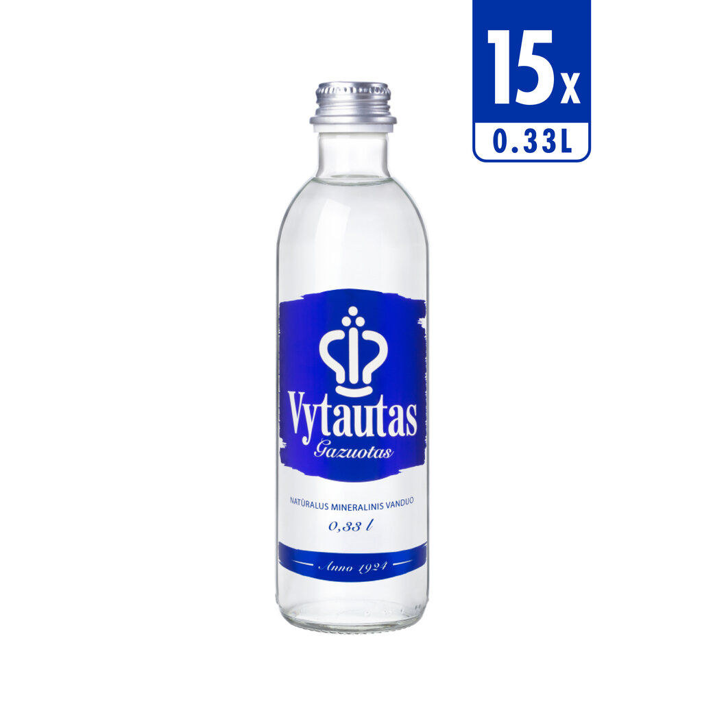 Gazuotas natūralus mineralinis vanduo Vytautas, 15 x 0.33 L (pakuotė) kaina ir informacija | Vanduo | pigu.lt