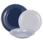 Pietų lėkščių rinkinys, 18 dalių mėlyna / pilka kaina ir informacija | Indai, lėkštės, pietų servizai | pigu.lt