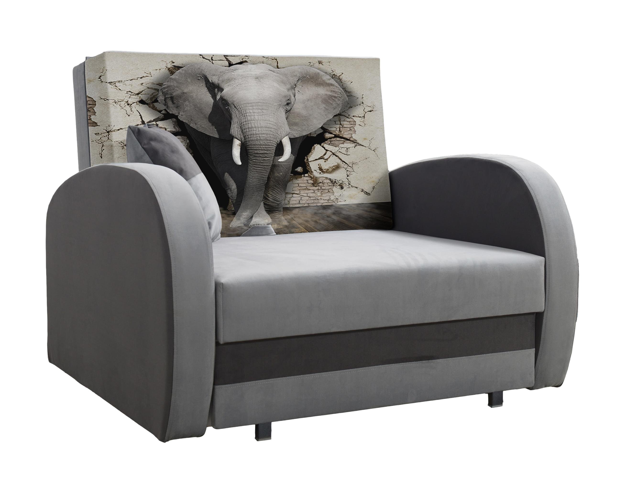 Miegamasis fotelis LOLA Elephant, pilka/grafito kaina | pigu.lt
