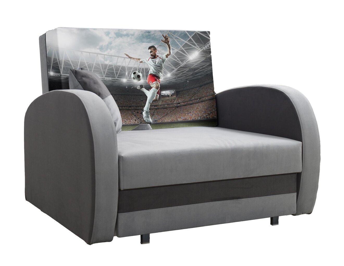 Miegamasis fotelis LOLA Football, pilka/grafito kaina ir informacija | Svetainės foteliai | pigu.lt