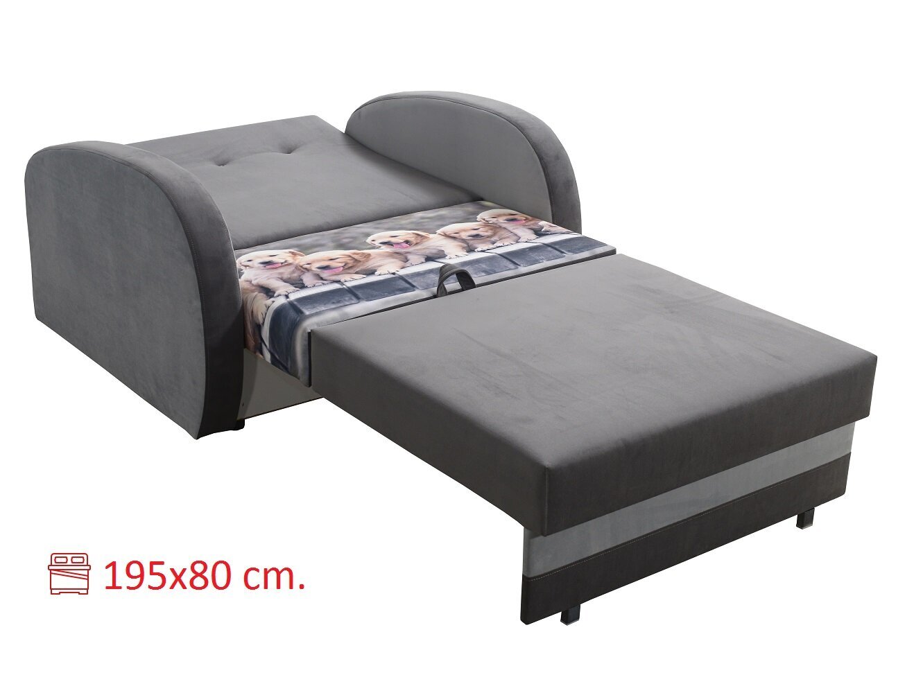 Miegamasis fotelis LOLA Rhinoceros, pilka/grafito kaina ir informacija | Svetainės foteliai | pigu.lt