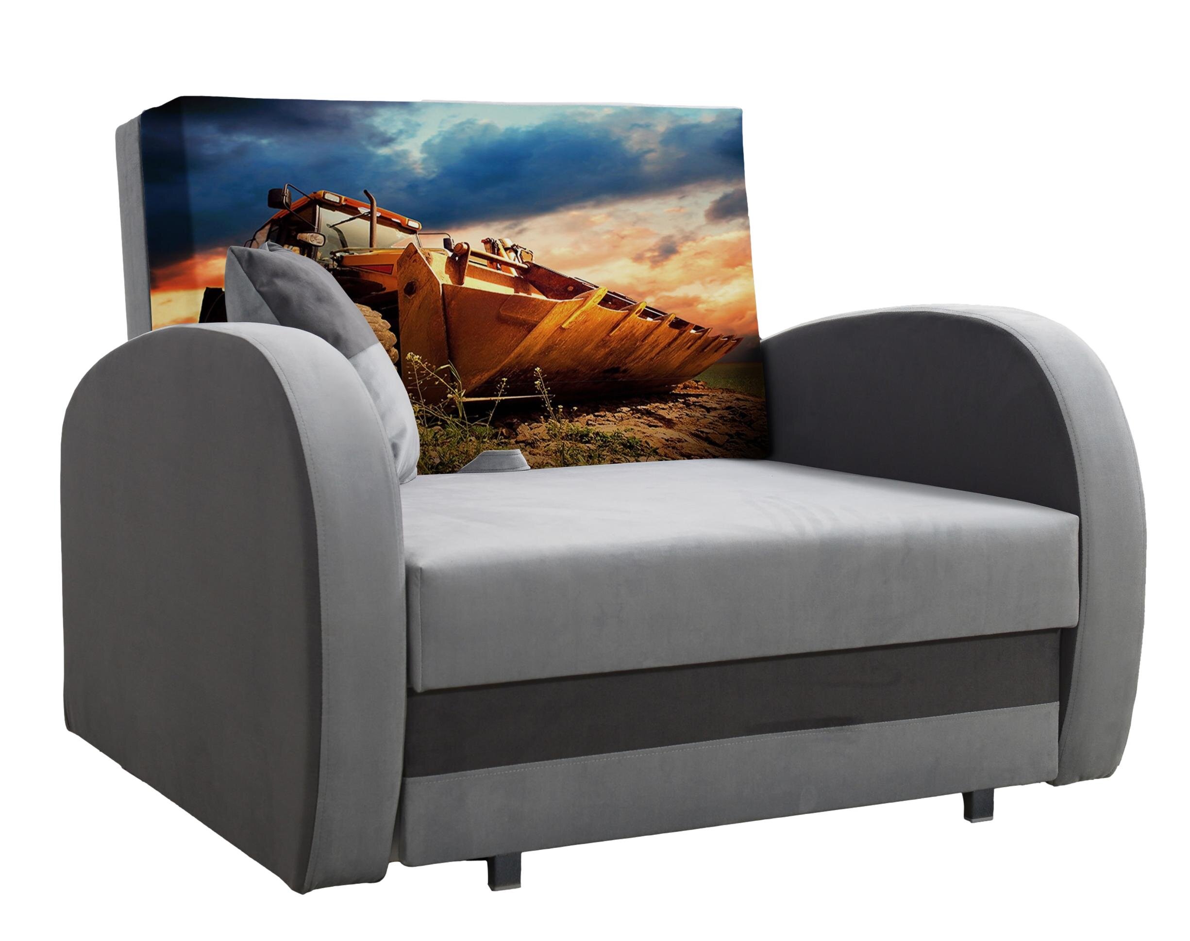 Miegamasis fotelis LOLA Tractor, pilka/grafito kaina | pigu.lt