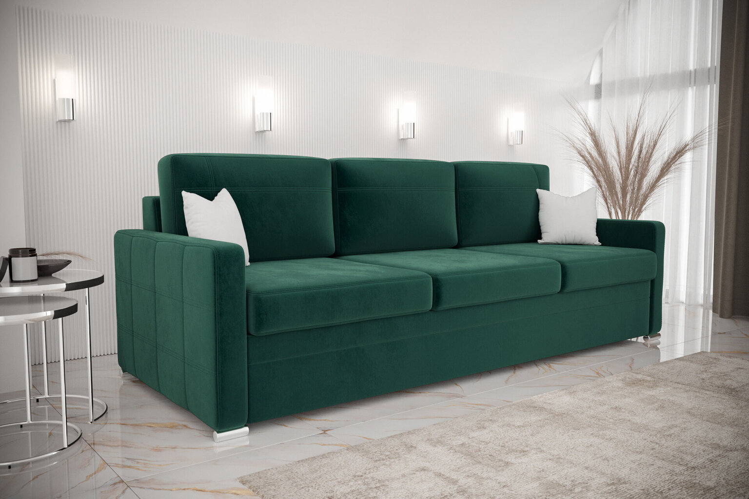 Trivietė sofa - lova AVANT DL, žalia kaina ir informacija | Sofos | pigu.lt