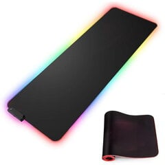 Riff RGB-01 Игровой коврик для мышки прорезиновой ткани с USB RGB Цветныой LED подсветкой (80x30cm) Черный цена и информация | Мыши | pigu.lt