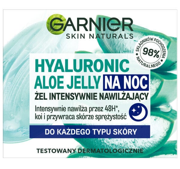 Gelinis naktinis veido kremas Garnier Skin Naturals Hyaluronic Aloe Jelly, 50 ml цена и информация | Veido kremai | pigu.lt