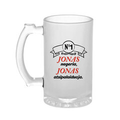 Bokalas „Jonas negeria, Jonas atsipalaiduoja“ (500ml) kaina ir informacija | Originalūs puodeliai | pigu.lt