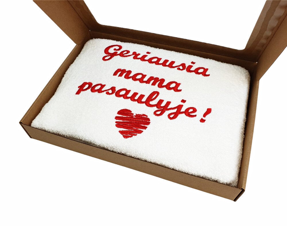 Siuvinėtas rankšluostis „Geriausia mama pasaulyje“ kaina ir informacija | Kitos originalios dovanos | pigu.lt