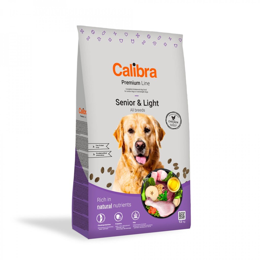 Calibra Dog Premium Line Senior&Light su vištiena, 12 kg kaina ir informacija | Sausas maistas šunims | pigu.lt